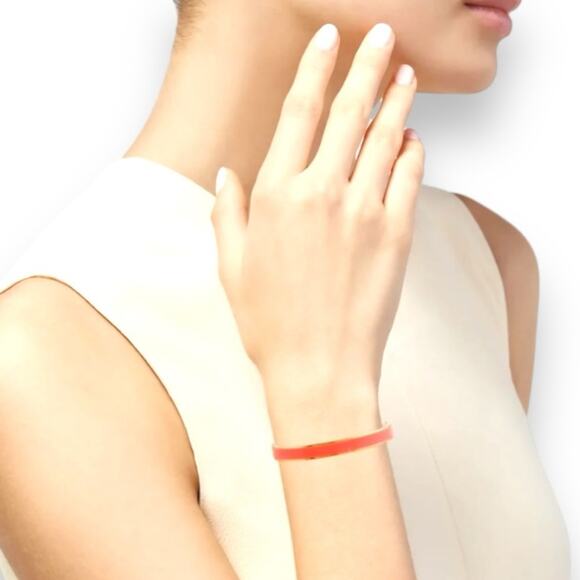 Kate Spade New York Sparks Fly Enamel Bangle Bracelet Coral Gold Tone - Picture 4 of 8